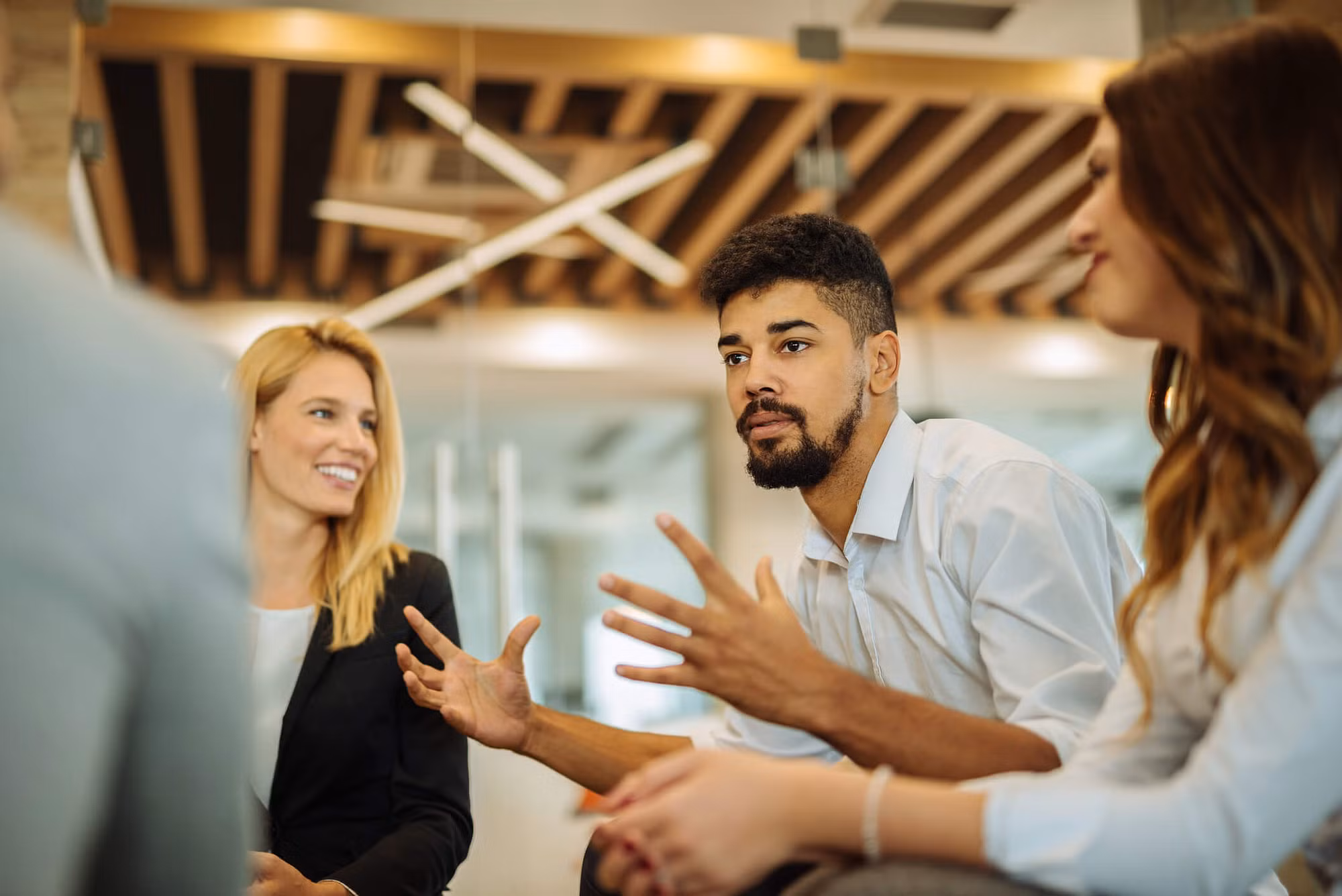 group of people in a office